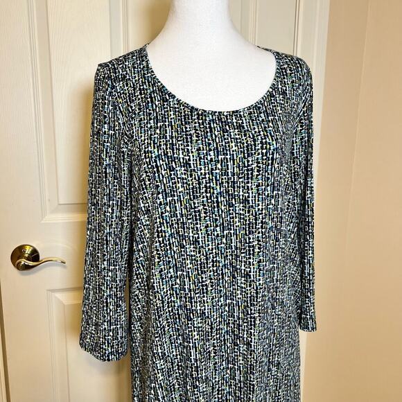 J Jill Wearever Collection Tunic Top Green and Blue Size Medium Stretch Jersey - Picture 1 of 10